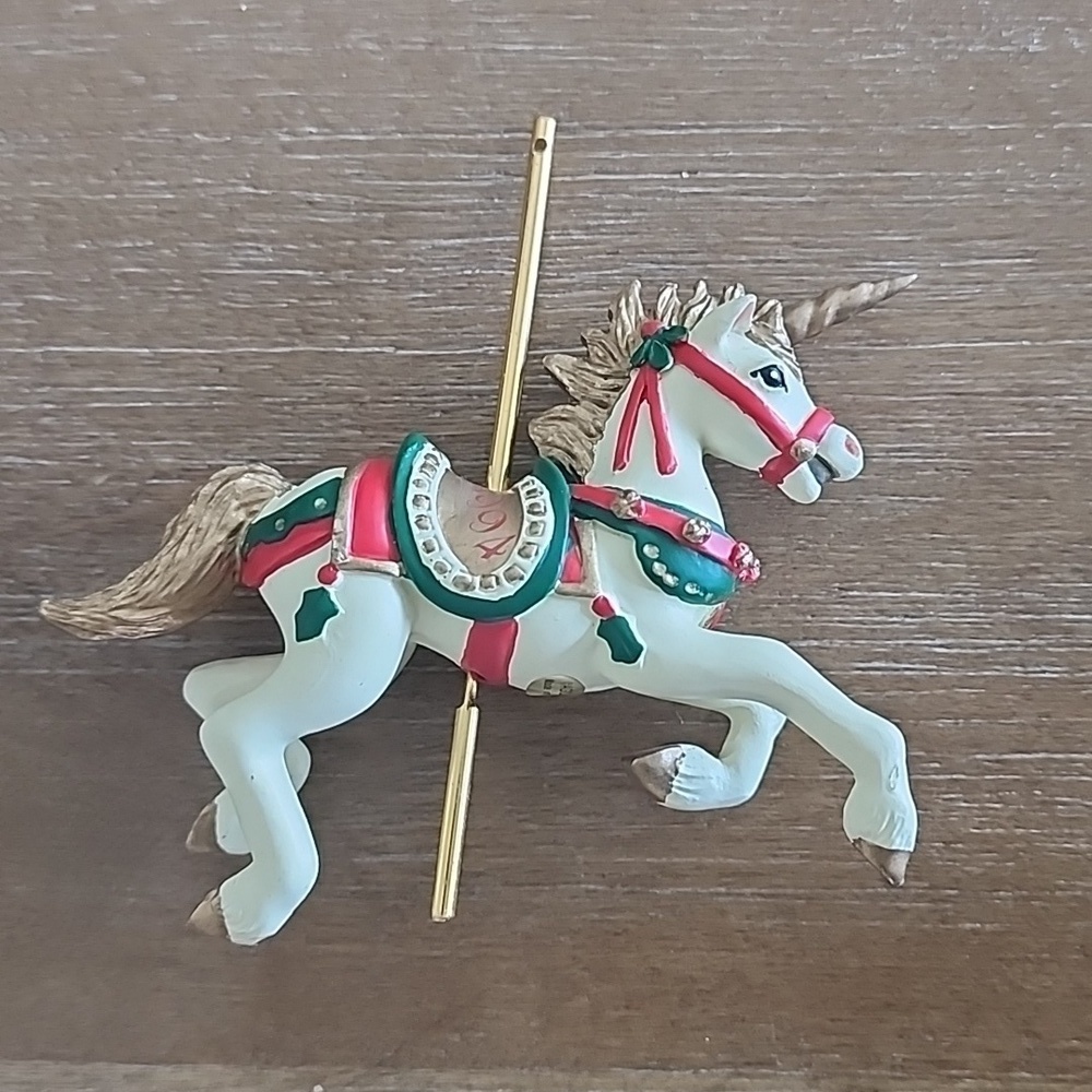 1994 Christmas Fantasy Carousel Unicorn Ornament Vintage American Greetings - Picture 3 of 6